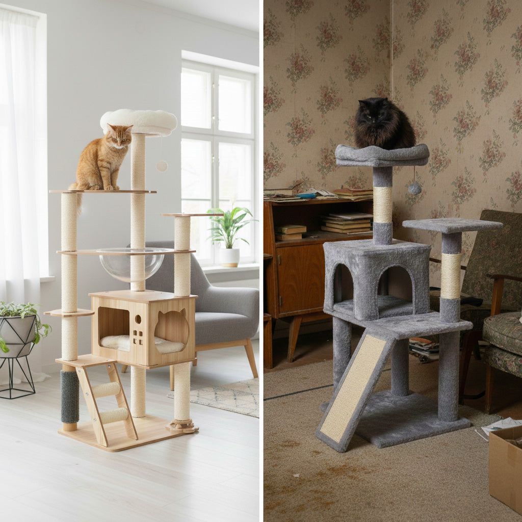 Wooden vs. Carpet Cat Towers: Which is Best for Your Home and Your Cat?