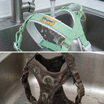 LoloPaws pistachio waterproof no-pull dog harness close-up