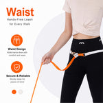 Woman wearing LoloPaws orange dog leash 