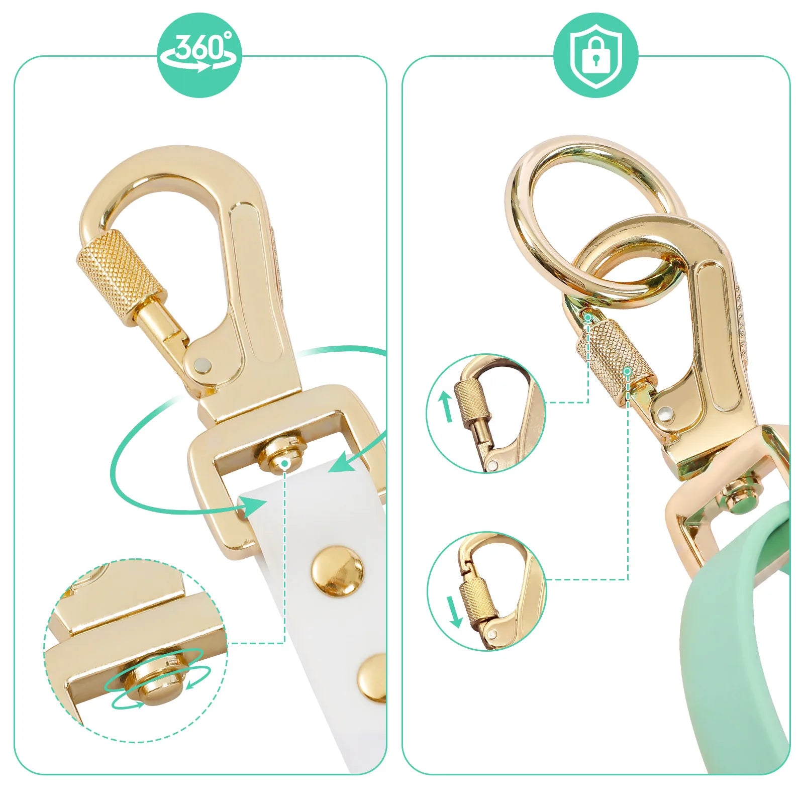 LoloPaws pistachio dog leash worn hands-free cross-body