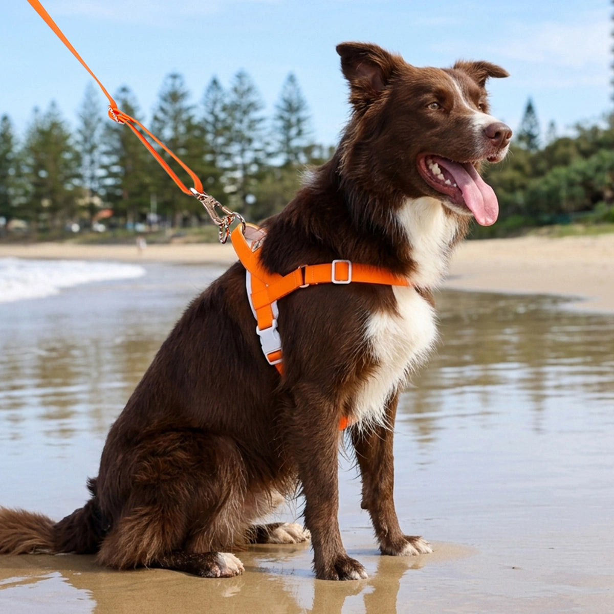 A dog wearing a LOLOPAWS leash