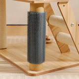 LOLOPAWS cat self-groomer attachment with soft silicone bristles, designed to massage and remove loose fur while cats play on the tower.