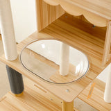 A tall and sturdy LOLOPAWS cat furniture tower with clear platform and scratching posts