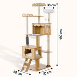 LOLOPAWS cat furniture tower with dimensions labeled on a white background