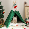 LOLOPAWS Christmas green pet tent bed with cushion for small and medium dogs